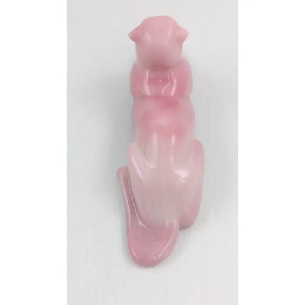 Heisey by Fenton Pink Rosalene Glass Panther Tiger Figurine Limited Edition #364 - Picture 5 of 10